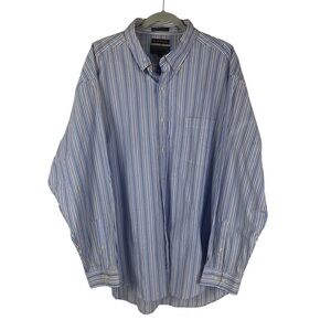 Alexander Julian Striped Long Sleeve Button Down Shirt Men's XXL Blue